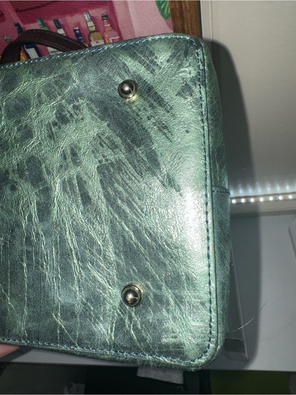 Brahmin RARE Metallic Green Shoulder or Tote Bag with Tassel Like NEW - STUNNING - Picture 5 of 6